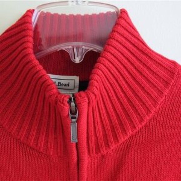 L.L. Bean Red & Blue Plaid Flannel Lined Full Zip Cardigan Sweater - Picture 14 of 15